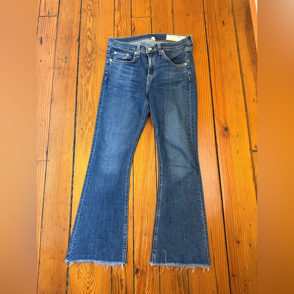 rag & bone Cropped Flare Women's Blue Jean Size: 27